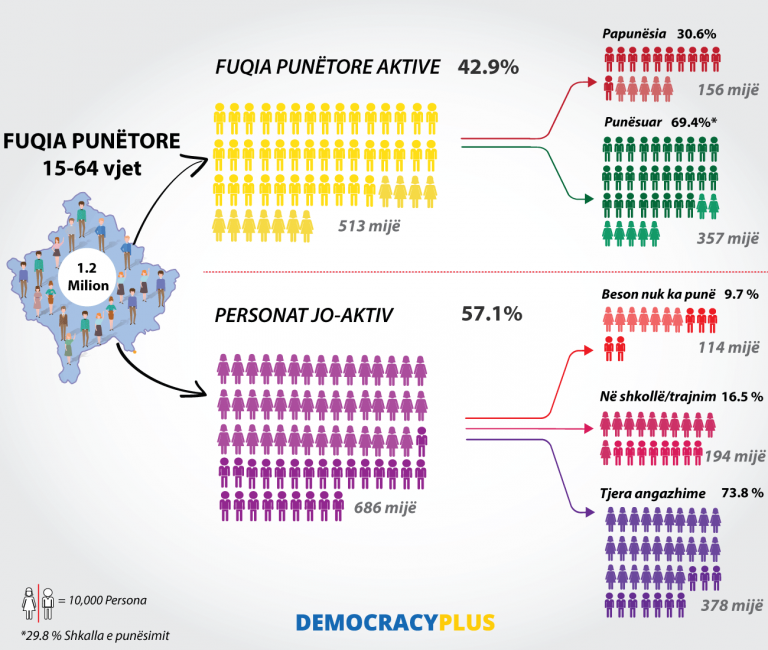 DemocracyPlus - statistikat e fuqisë punëtore në Kosovë